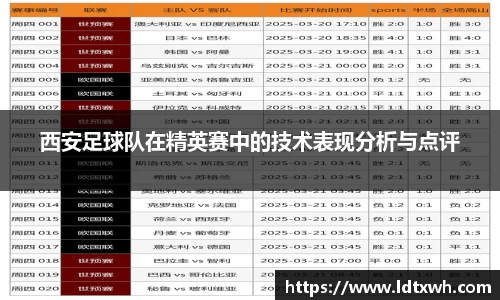 西安足球队在精英赛中的技术表现分析与点评